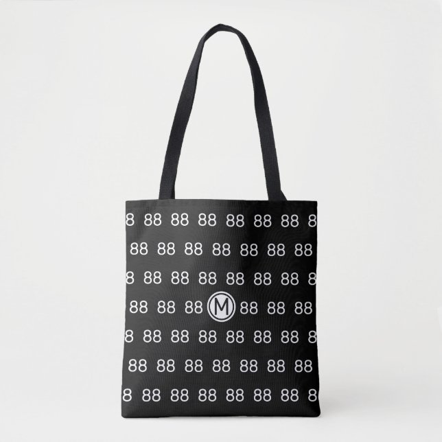 Personalized Number 88 on Black Tote Bag (Front)
