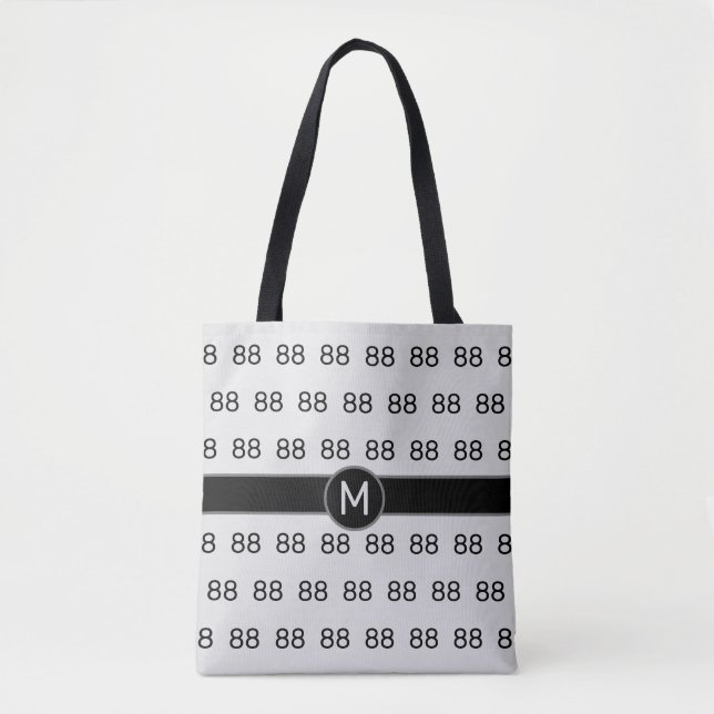 Personalized Number 88 on Silver Tote Bag (Front)