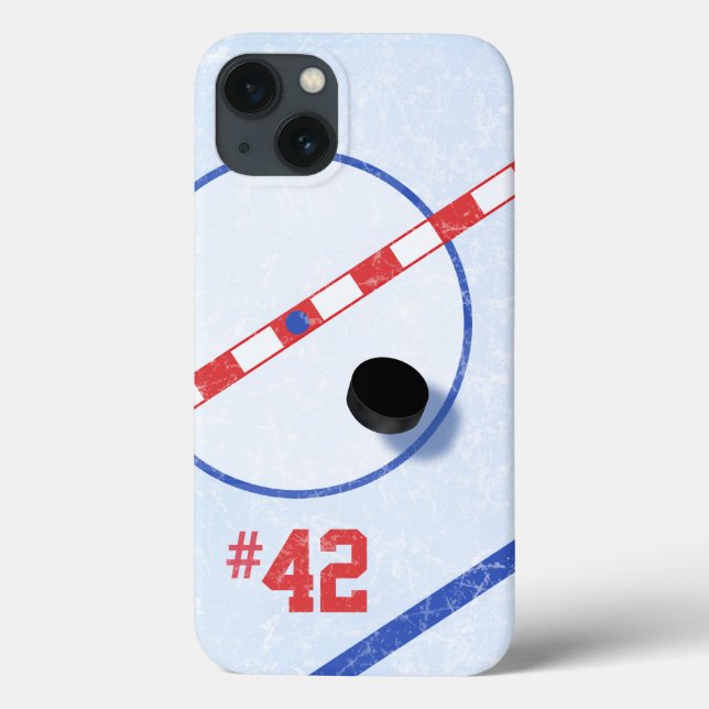 Personalized Number, Centre Ice Hockey Player Case-Mate iPhone Case (Back)
