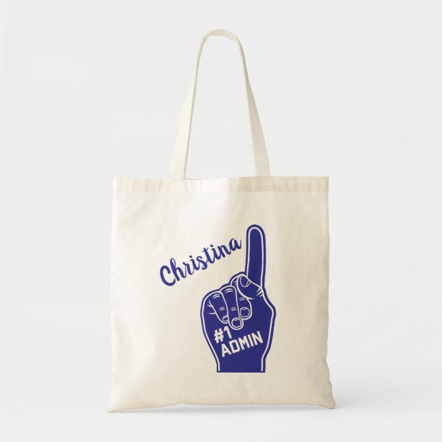 Personalized Number One Admin Foam Finger Tote Bag (Front)