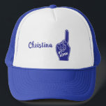 Personalized Number One Admin Foam Finger Trucker Hat<br><div class="desc">Let your administrative assistant know that they're the best in the business with this fun baseball cap or truckers hat. It features a blue and white foam finger that reads,  "#1 ADMIN". It's the perfect gift for administrative assistant's day.</div>