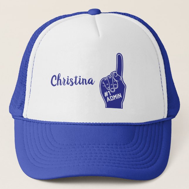 Personalized Number One Admin Foam Finger Trucker Hat (Front)