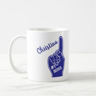 Personalized Number One Boss Foam Finger Coffee Mug