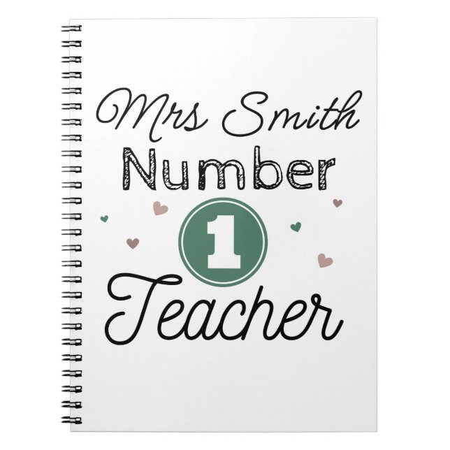Personalized Number One Teacher Gift Notebook (Front)