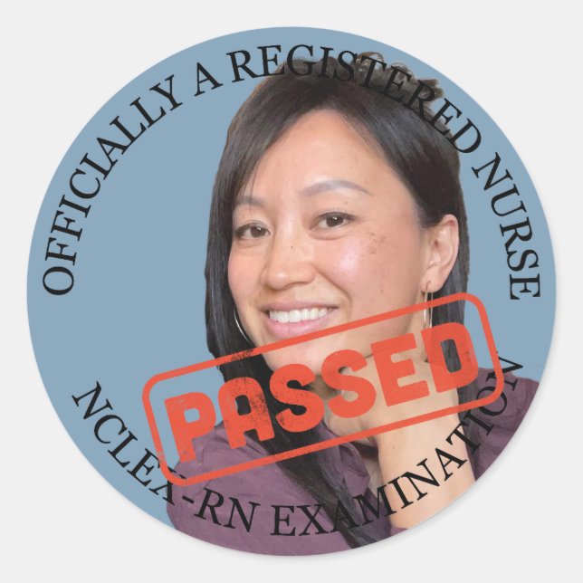 personalized nurse 3 inch passed nclex rn exam classic round sticker (Front)