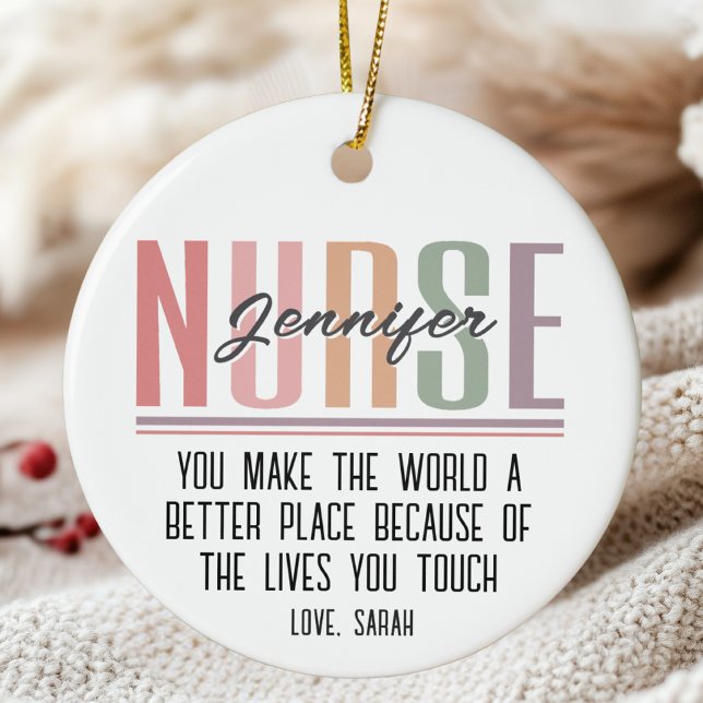 Personalized Nurse Appreciation Christmas Ceramic Ornament (Creator Uploaded)