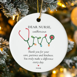 Personalized Nurse Appreciation Holiday Gift Ceramic Ornament