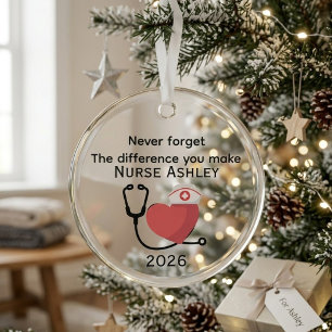 Personalized Nurse Appreciation, thank you Glass Ornament