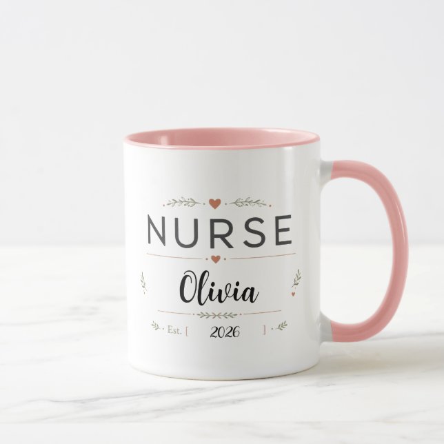 Personalized Nurse Birth Flower Coffee Mug (Right)