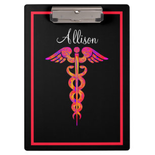 Personalized Nurse Caduceus Colourful Medical Clipboard