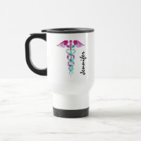 Personalized Nurse Caduceus Medical Pink Teal
