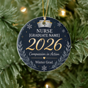 Personalized Nurse Cap Ornament 2026   Winter Grad
