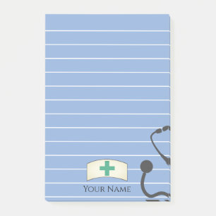 Personalized Nurse Cap Stethoscope Fun Post-it Notes