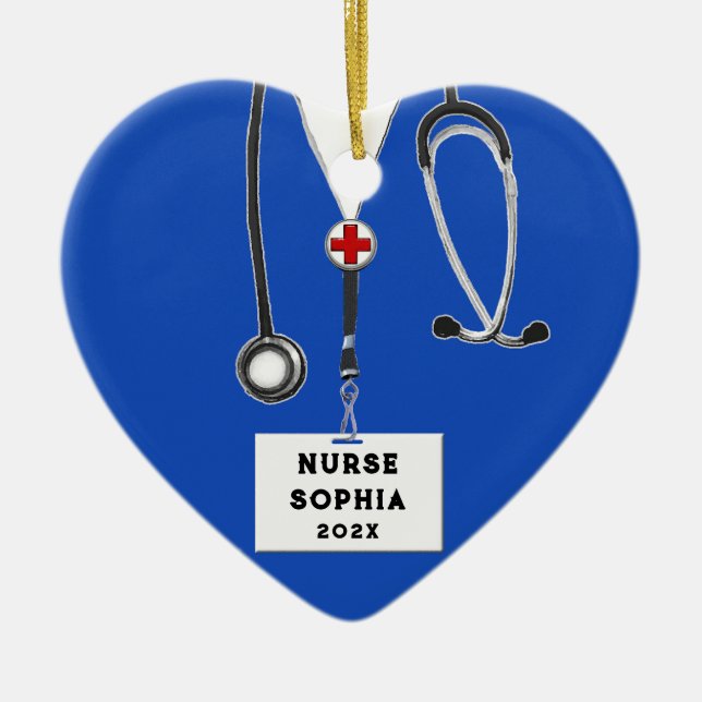 Personalized Nurse Christmas Collectable Ceramic Ornament (Front)