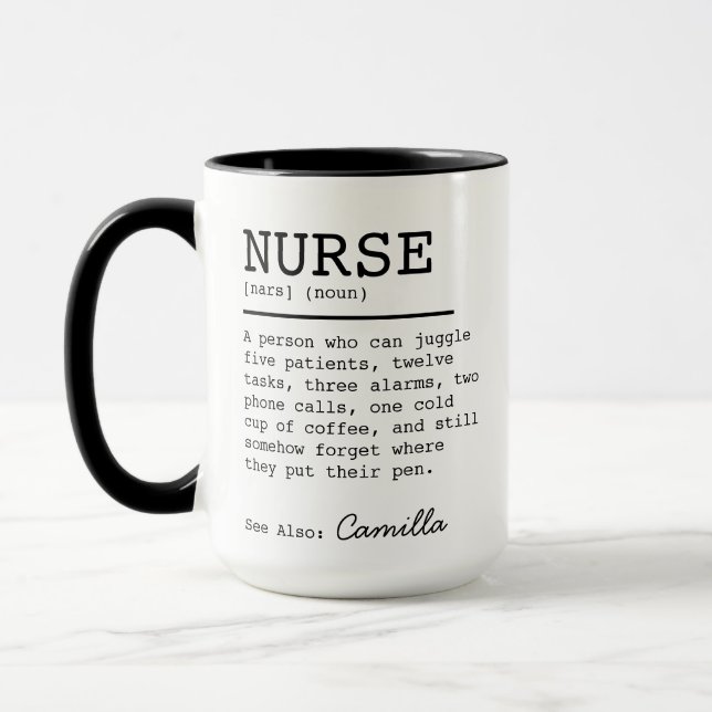 Personalized Nurse Definition Mug, Custom Rn Coffe Mug (Left)