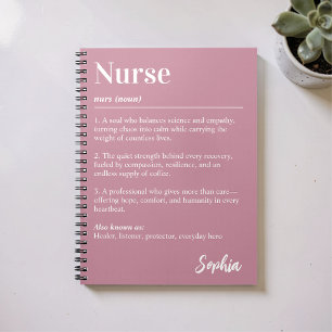 Personalized Nurse Dictionary Definition Pink Notebook