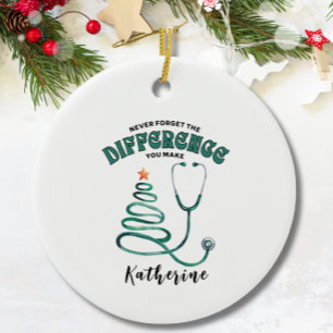 Personalized Nurse Doctor Medical Staff Christmas Ceramic Ornament