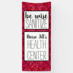 Personalized Nurse Door Decor , Red Pink Geometric Banner
