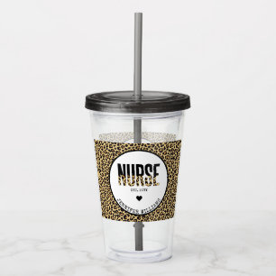 Personalized Nurse Est Cheetah RN Graduation Acrylic Tumbler