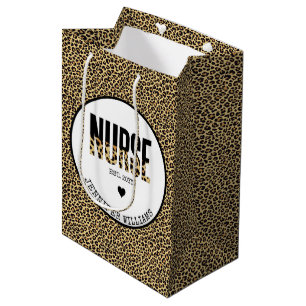 Personalized Nurse Est Cheetah RN Graduation  Medium Gift Bag