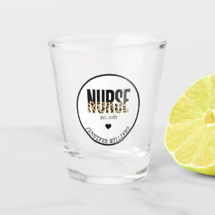 Personalized Nurse Est Cheetah RN Graduation Shot Glass