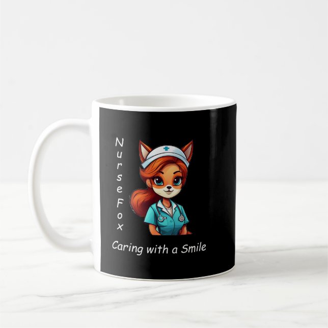 Personalized Nurse Fox Coffee Mug - Custom Name Gi (Left)