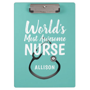 Personalized Nurse Fun Teal Stethoscope Medical Clipboard
