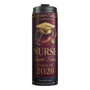 Personalized Nurse grad Label Graduation & New J Thermal Tumbler