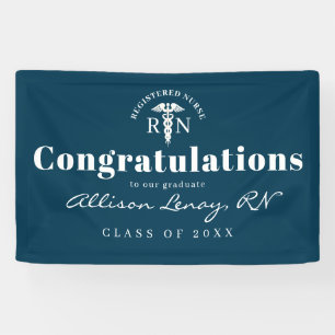 Personalized Nurse Graduation Blue Script Party Banner