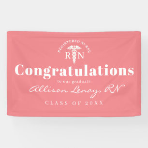 Personalized Nurse Graduation Coral Pink Medical Banner
