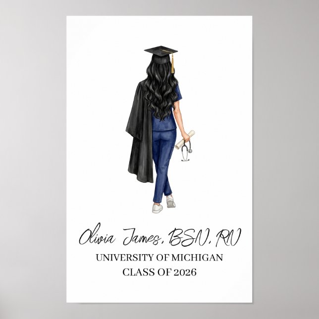 Personalized Nurse Graduation Gift, Nursing School Poster (Front)