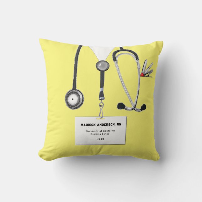 Personalized Nurse Graduation Gift Throw Pillow (Front)