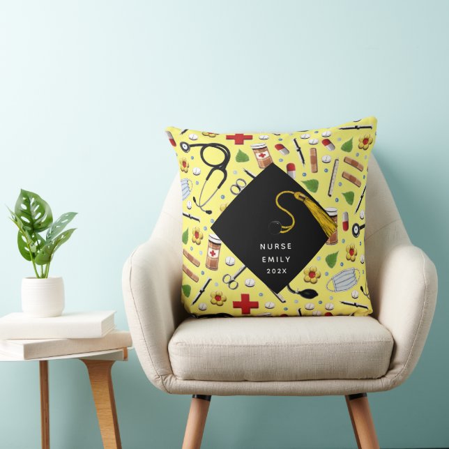 Personalized Nurse Graduation Gift Throw Pillow (Chair)