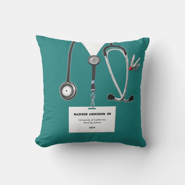 Personalized Nurse Graduation Gift Throw Pillow (Front)