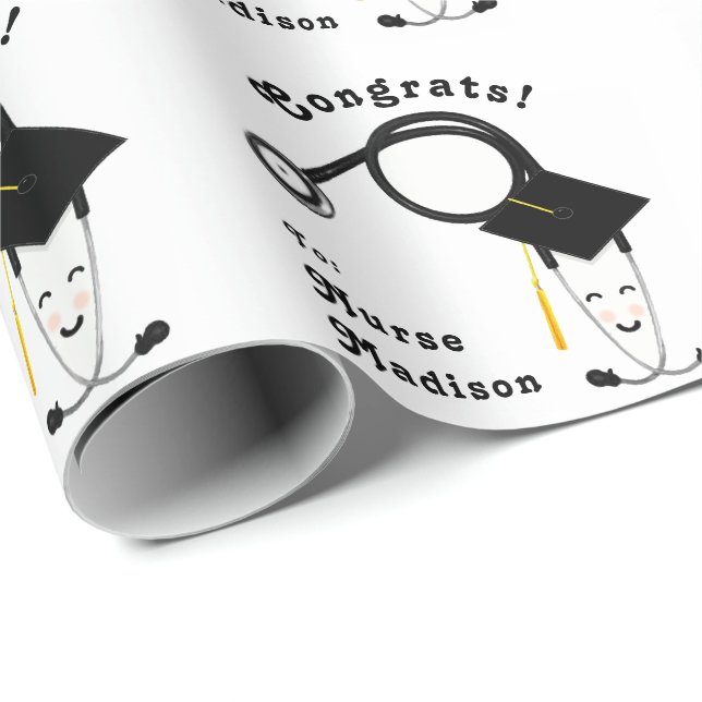 Personalized Nurse Graduation Gift Wrapping Paper (Roll Corner)