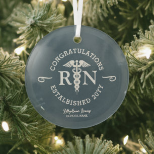Personalized Nurse Graduation Keepsake Glass Ornament