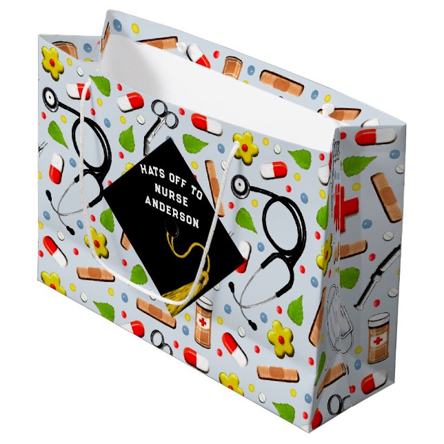 Personalized Nurse Graduation Large Gift Bag (Front Angled)