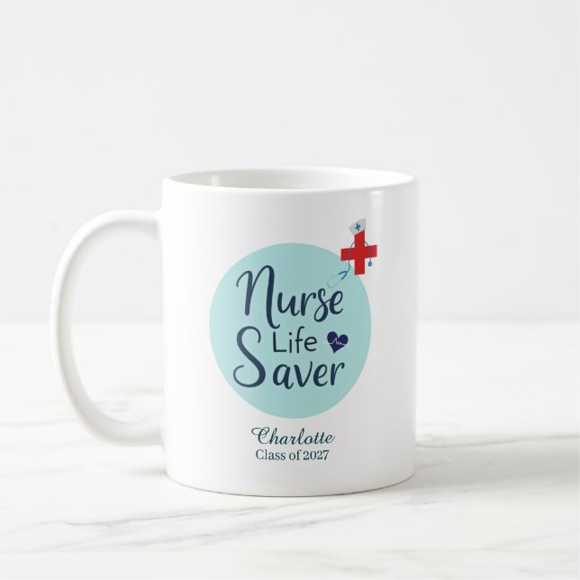 Personalized Nurse Graduation Name Gift Coffee Mug (Left)