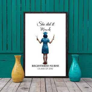Personalized Nurse Graduation, Nurse portrait Poster