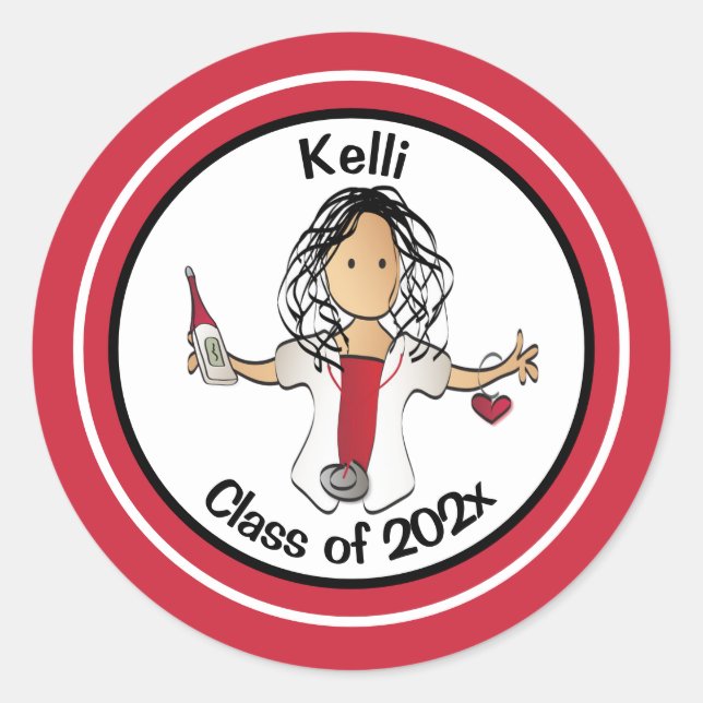 Personalized Nurse Graduation Party Decor Classic Round Sticker (Front)
