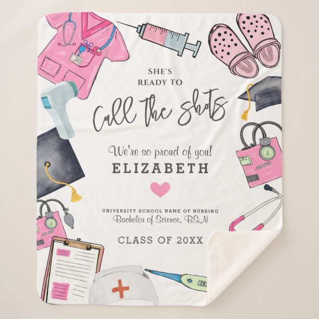 Personalized Nurse Graduation Sherpa Blanket (Front)