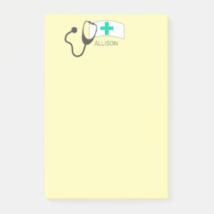 Personalized Nurse Hat Fun Yellow Stethoscope Post-it Notes