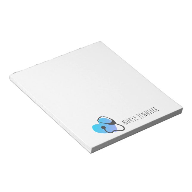 Personalized Nurse Healthcare Stethoscope Heart Notepad (Angled)