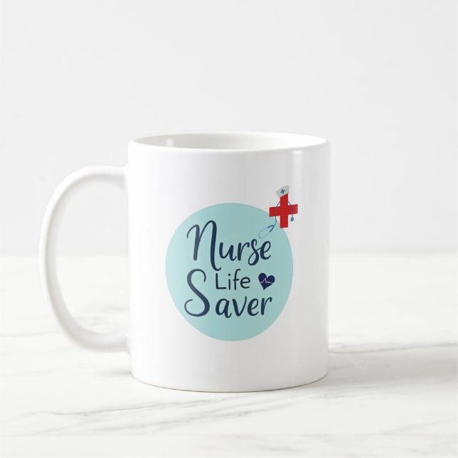 Personalized Nurse Life Saver Name Gift Coffee Mug (Left)