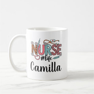 Personalized Nurse Mug with Floral Design Custom