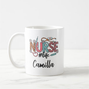 Personalized Nurse Mug with Floral Design   Custom