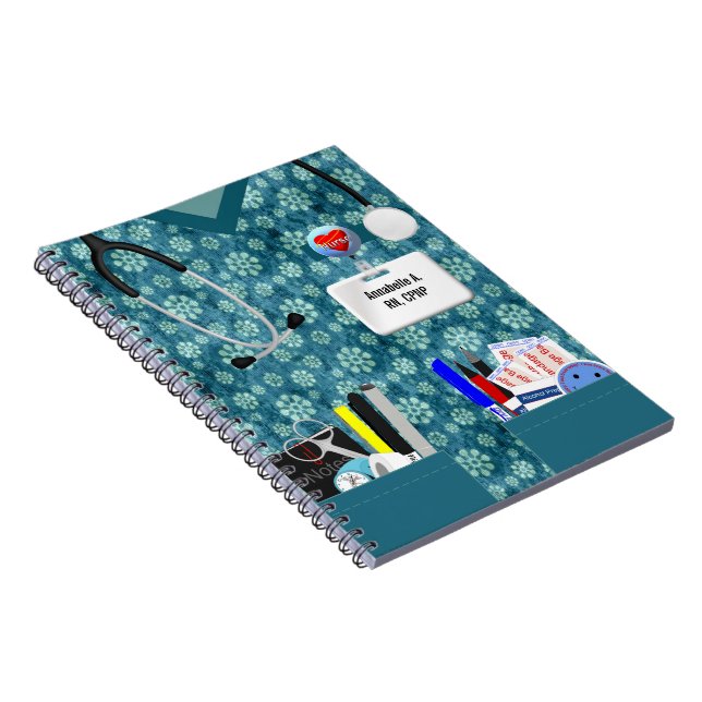 Personalized Nurse Notebook Flower Print (Right Side)