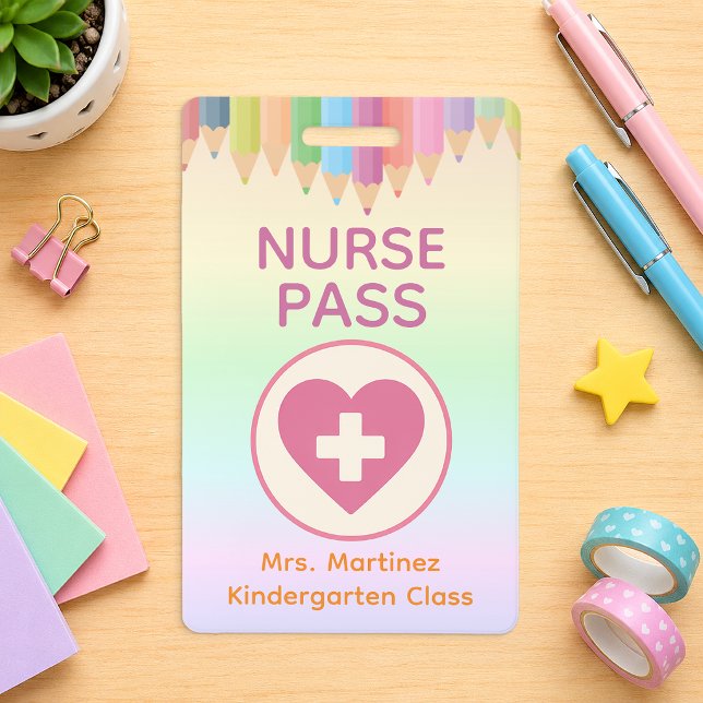 Personalized Nurse Pass Badge for Teachers (School Nurse Pass)