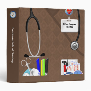 Personalized Nurse Pockets 1.5 Inch Brown Scrubs Binder