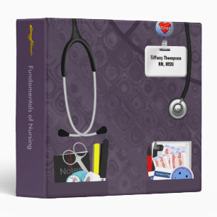 Personalized Nurse Pockets 1.5 Inch Purple Scrubs Binder